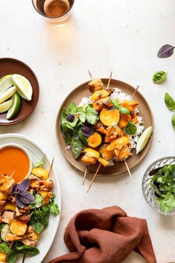 Grilled Thai Coconut Curry Salmon Skewers