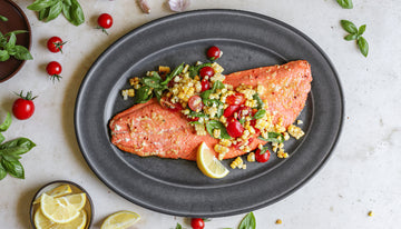 Grilled Salmon with Corn and Tomato Salad