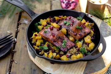 Emma's Molasses-Ginger Salmon with Roasted Acorn Squash & Pomegranate