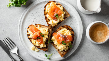 Nova Style Smoked Sockeye Salmon with Scrambled Eggs on Toast