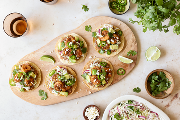 Shrimp Tostadas with Cilantro Lime Cabbage Slaw