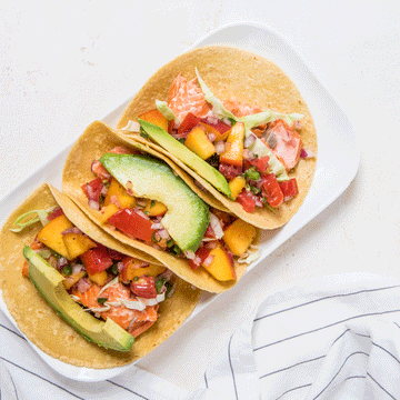 Salmon Tacos with Fresh Peach Salsa