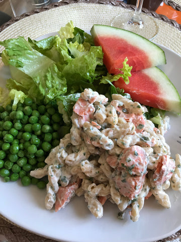 Chilled Pasta Salad with Sockeye Salmon and Creamy Herbed Dressing