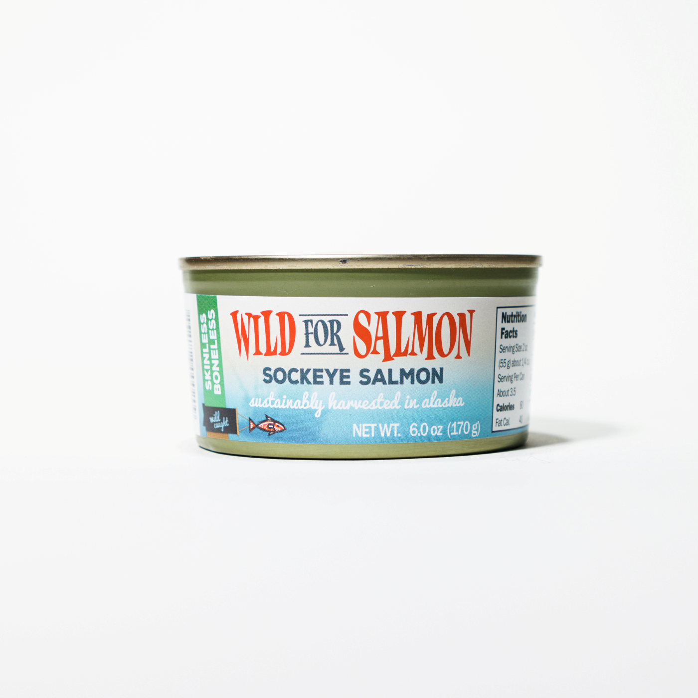 8 cans - 6 oz Skinless/Boneless Canned Alaskan Sockeye Salmon