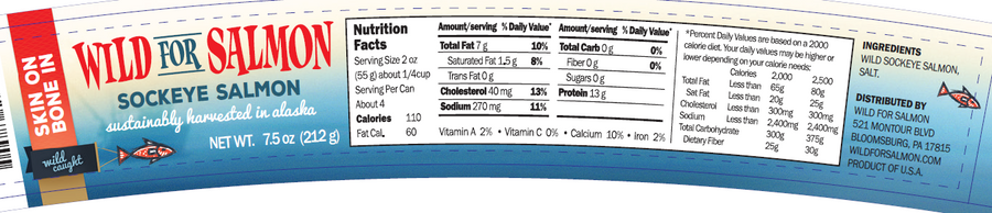 8 cans Skin On/Bone In Canned Alaskan Sockeye Salmon