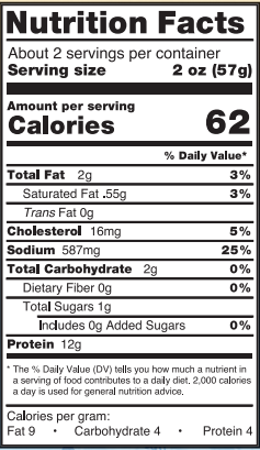 Garlic Pepper Smoked Sockeye Salmon Nutrition Fact